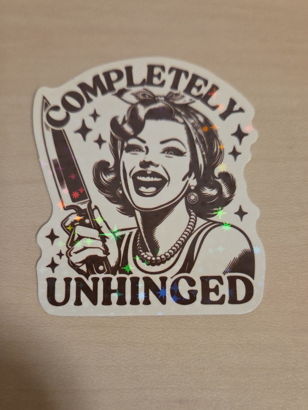 Sticker - Completely Unhinged Housewife with Knife